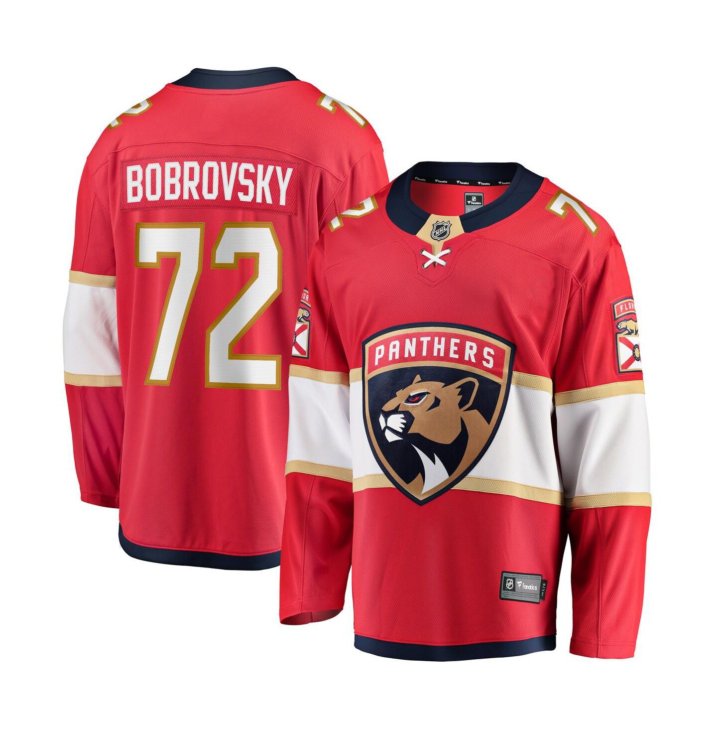 Мужская игровая джерси Fanatics Sergei Bobrovsky Florida Panthers Breakaway, Red — фото 1