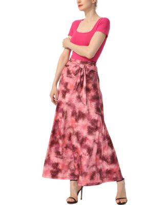 Women's Belted Pull On Maxi Skirt