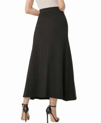 Women's Waist Ruched Pull On Maxi Skirt