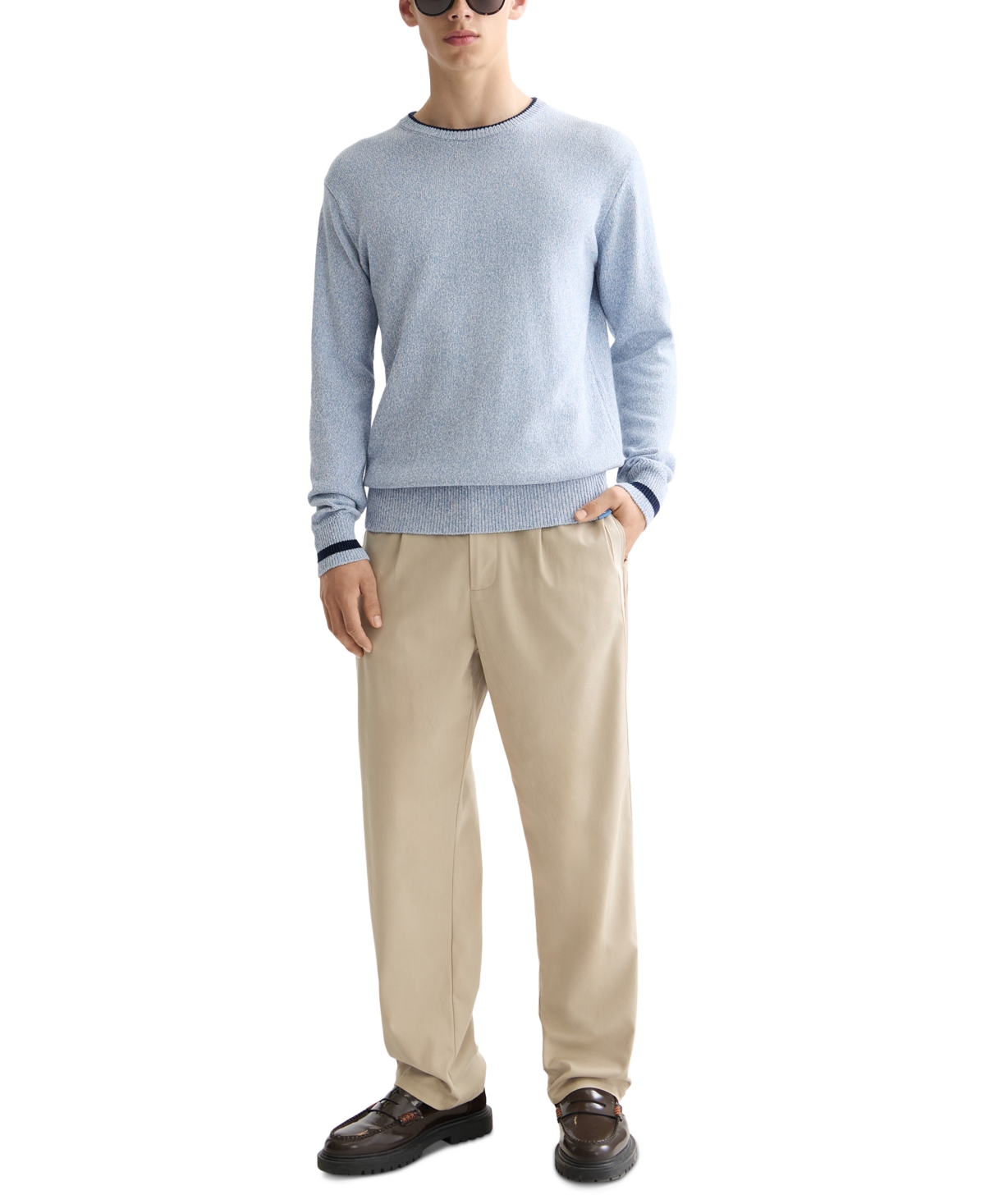 Scotch & Soda Men's Long Sleeve Melange Crewneck Sweater In Blue