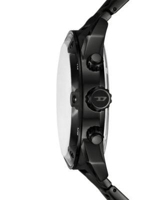 Men's Spiked Quartz Chronograph Black Stainless Steel Watch, 49mm