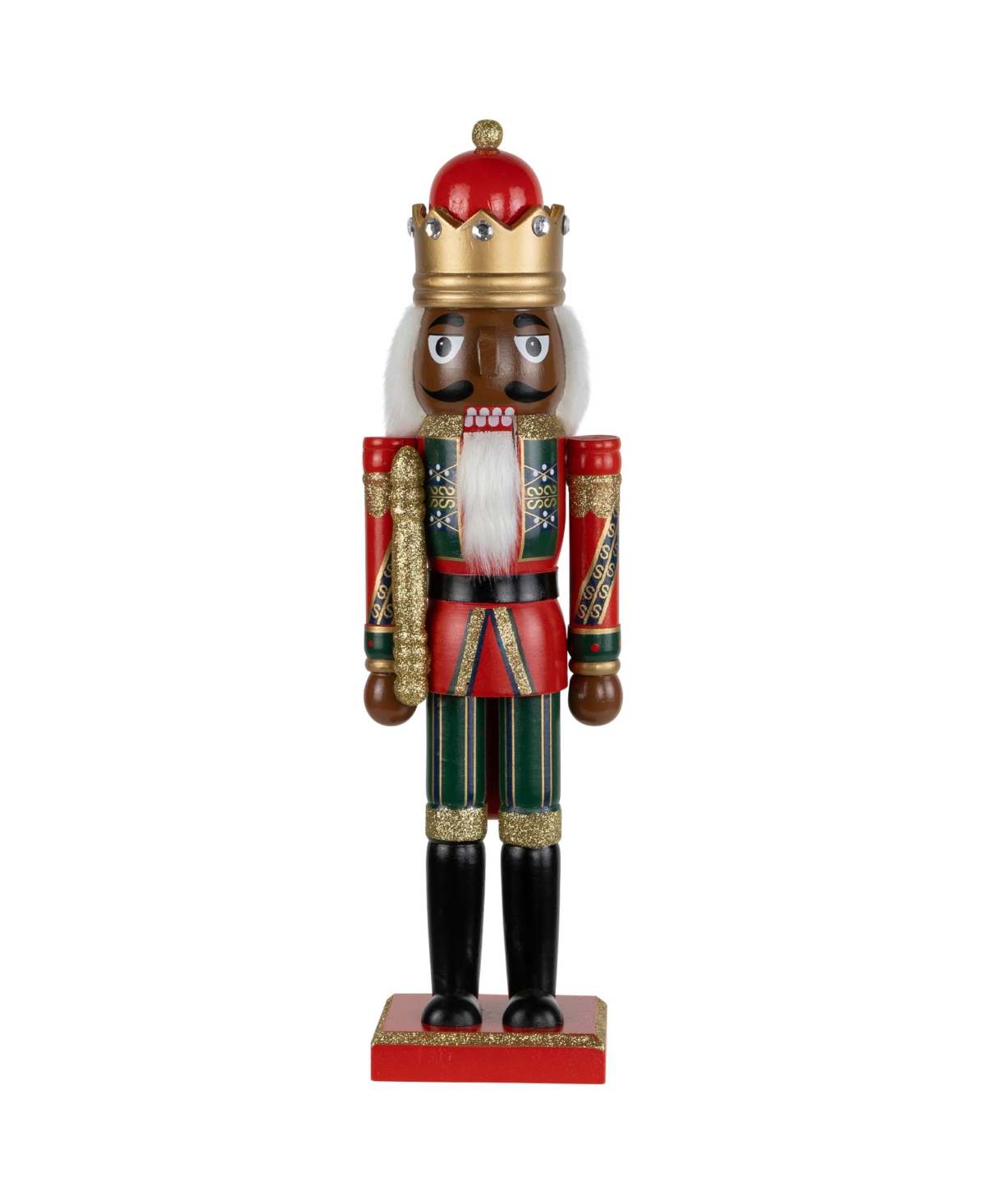 14.25" African American Nutcracker King Christmas Figure - Red