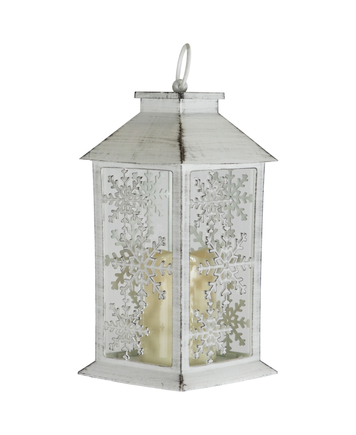 Northlight 11" Led Lighted Snowflakes Christmas Candle Lantern In White