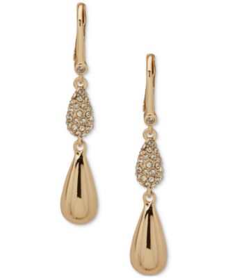 DKNY - Pav&eacute; Pear-Shape Double Drop Earrings