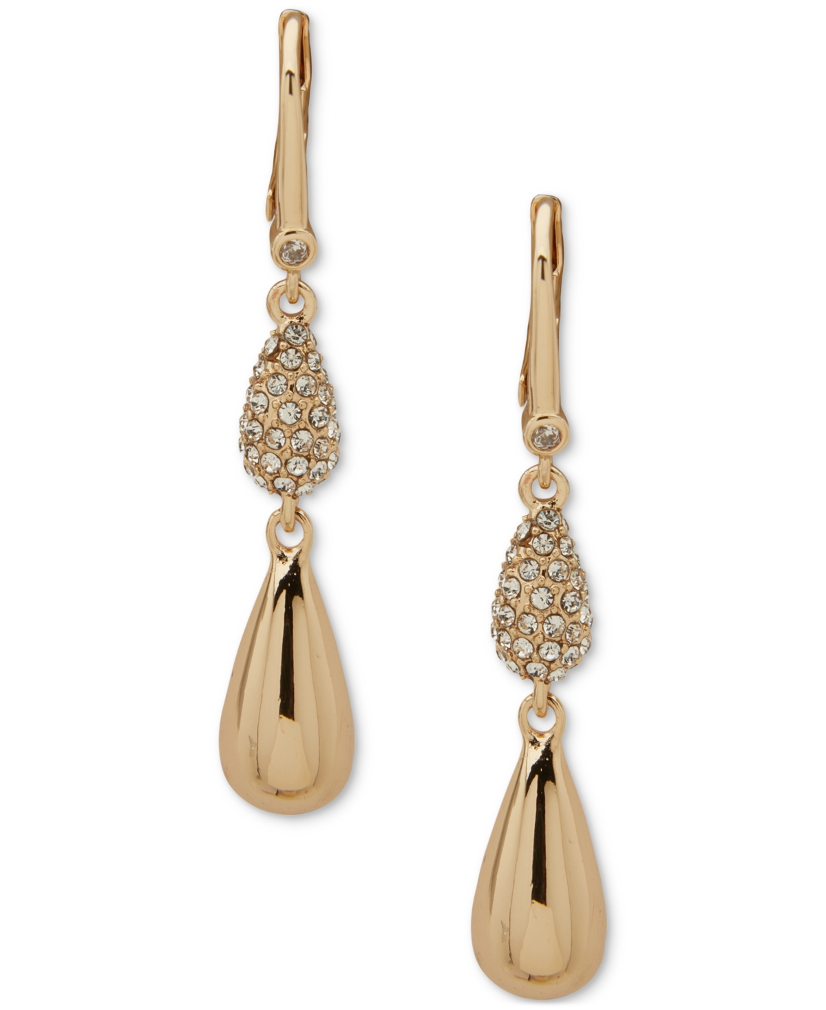 Dkny Pave Pear-shape Double Drop Earrings In White