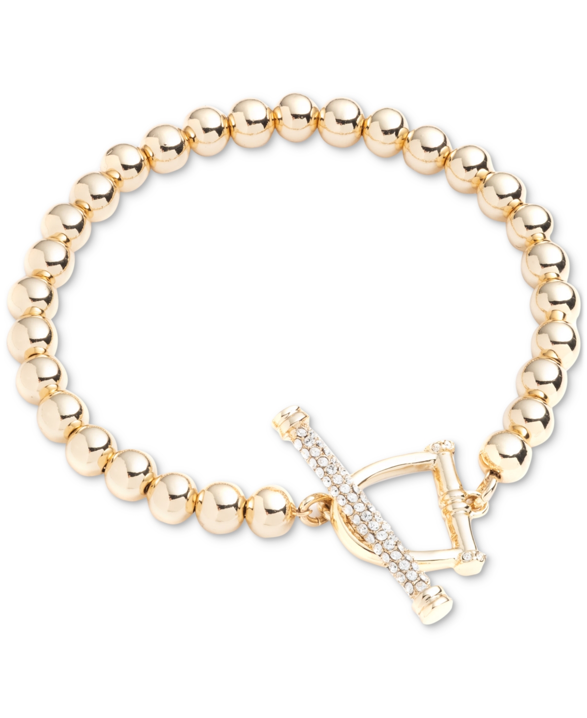 Ralph Lauren Gold-tone Toggle Beaded Flex Bracelet In Gold