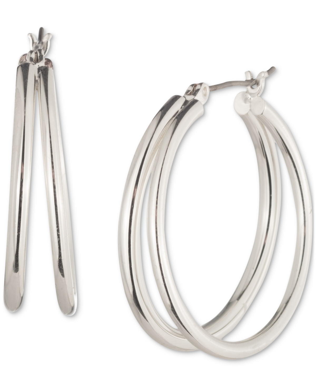 Ralph Lauren Medium Split Hoop Earrings, 1.2" In Silver