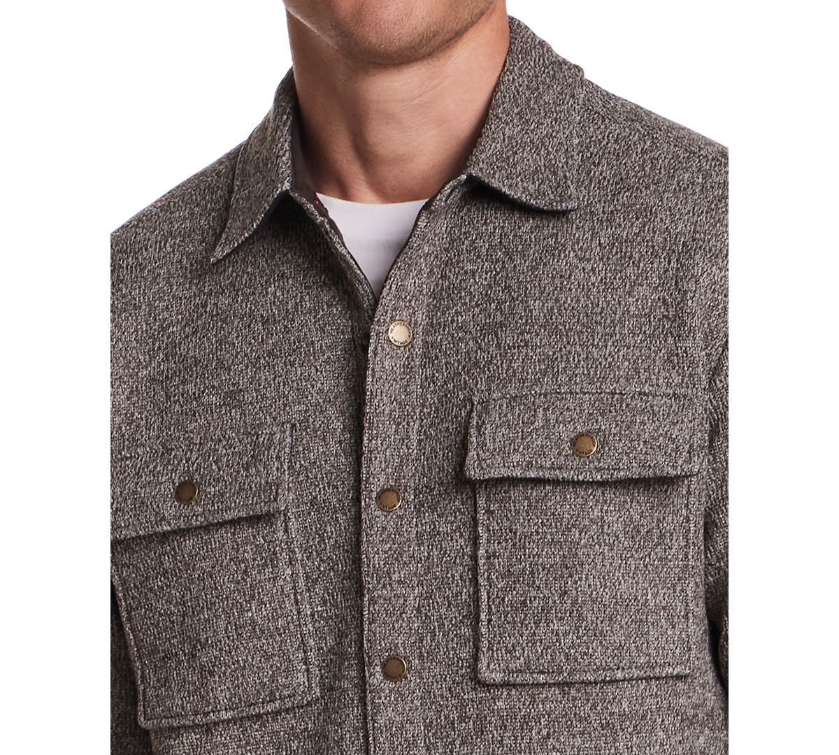 Weatherproof Vintage Men's Mixy Knit Long Sleeve Snap-front Shirt Jacket In Gray