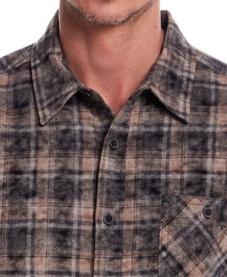 Men's Long Sleeve Distressed Flannel Button-Front Shirt