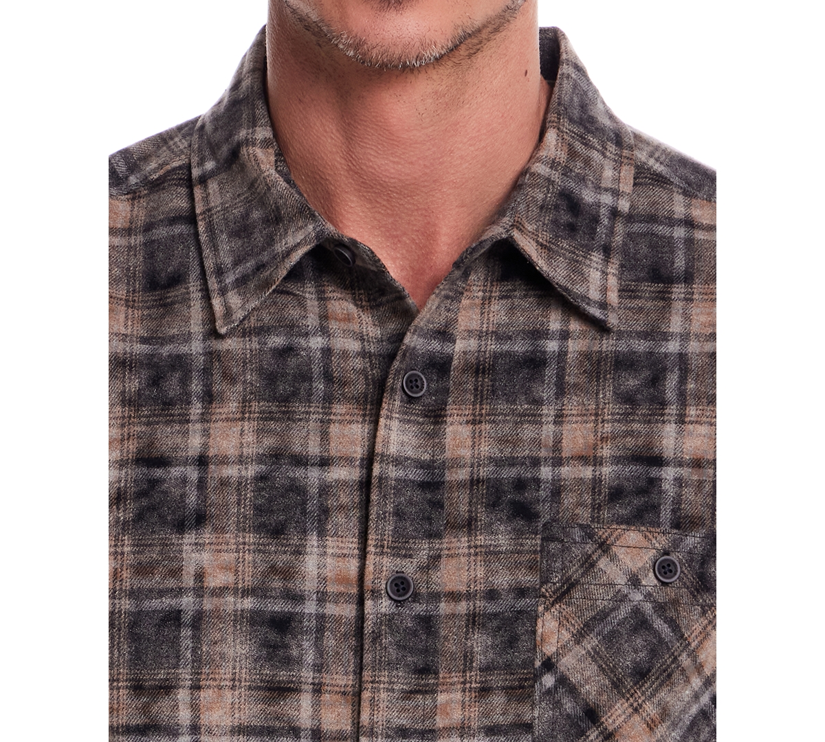 Weatherproof Vintage Men's Long Sleeve Distressed Flannel Button-front Shirt In Black