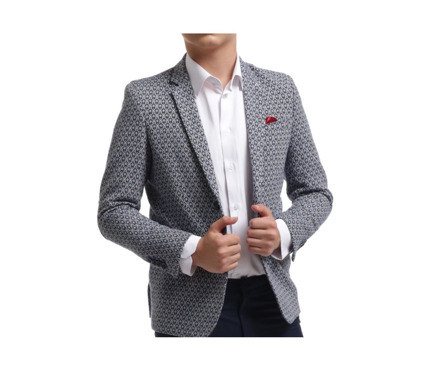 Пиджак Elie Balleh Slim Fit Geometric Brocade Blazer для мальчиков, цвет: Тёмно-синий — фото 1