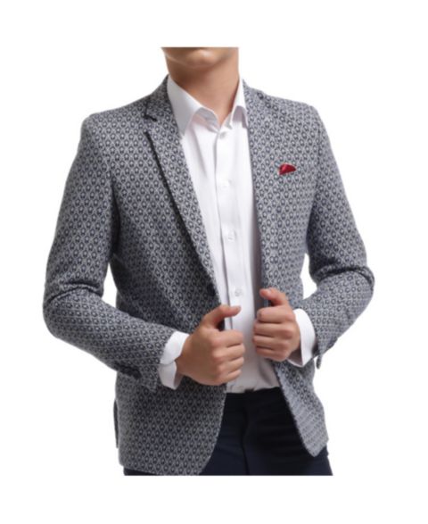 Пиджак Elie Balleh Slim Fit Geometric Brocade Blazer для мальчиков, цвет: Тёмно-синий