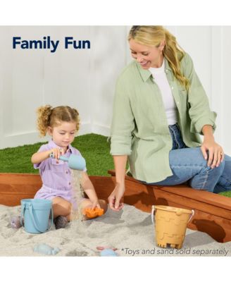 Kid's Octagonal Wooden Outdoor Sandbox w/ Benches, 8 Seats, Cover, XL Sandpit, Liner