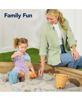 Kid's Octagonal Wooden Outdoor Sandbox w/ Benches, 8 Seats, Cover, XL Sandpit, Liner