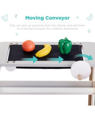 Kids Pretend Play Grocery Store Wooden Supermarket Set w/ Chalkboard, Cash Register