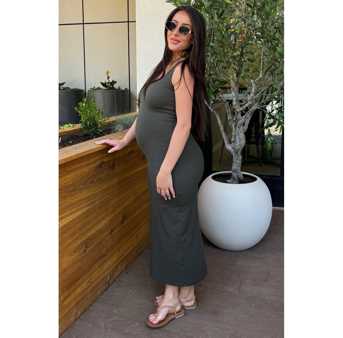 Pinkblush Maternity Black Ribbed Basic Maxi Dress