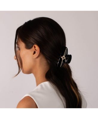 Pearl Flower W/ Rhinestone Large Claw Clip By Adina Eden