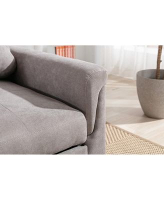 35"W Gray Woven Convertible Armchair