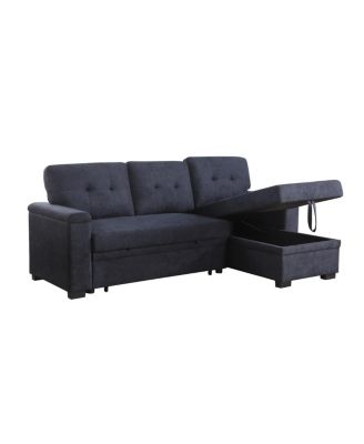84.5"W Woven Fabric Reversible Sleeper Sectional Sofa with Storage Chaise