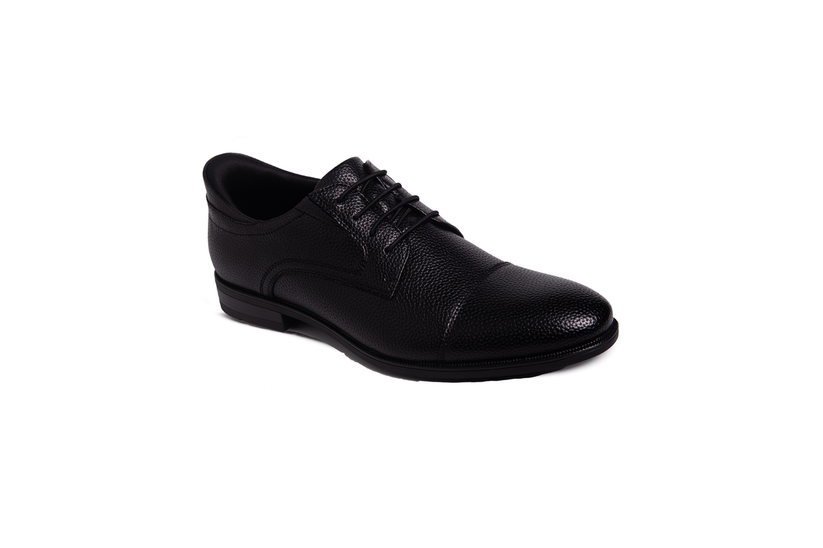 Men's Baker Street Hands-Free Slip On Technology Leather Captoe Dress Oxfords - Black grainy leather