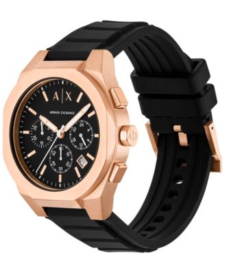 Men's Sync Quartz Chronograph Black Silicone Watch, 42mm