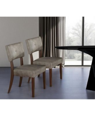 Set of 2 Tufted Upholstered Fabric Dining Chairs with Open Back Design For Dining Room