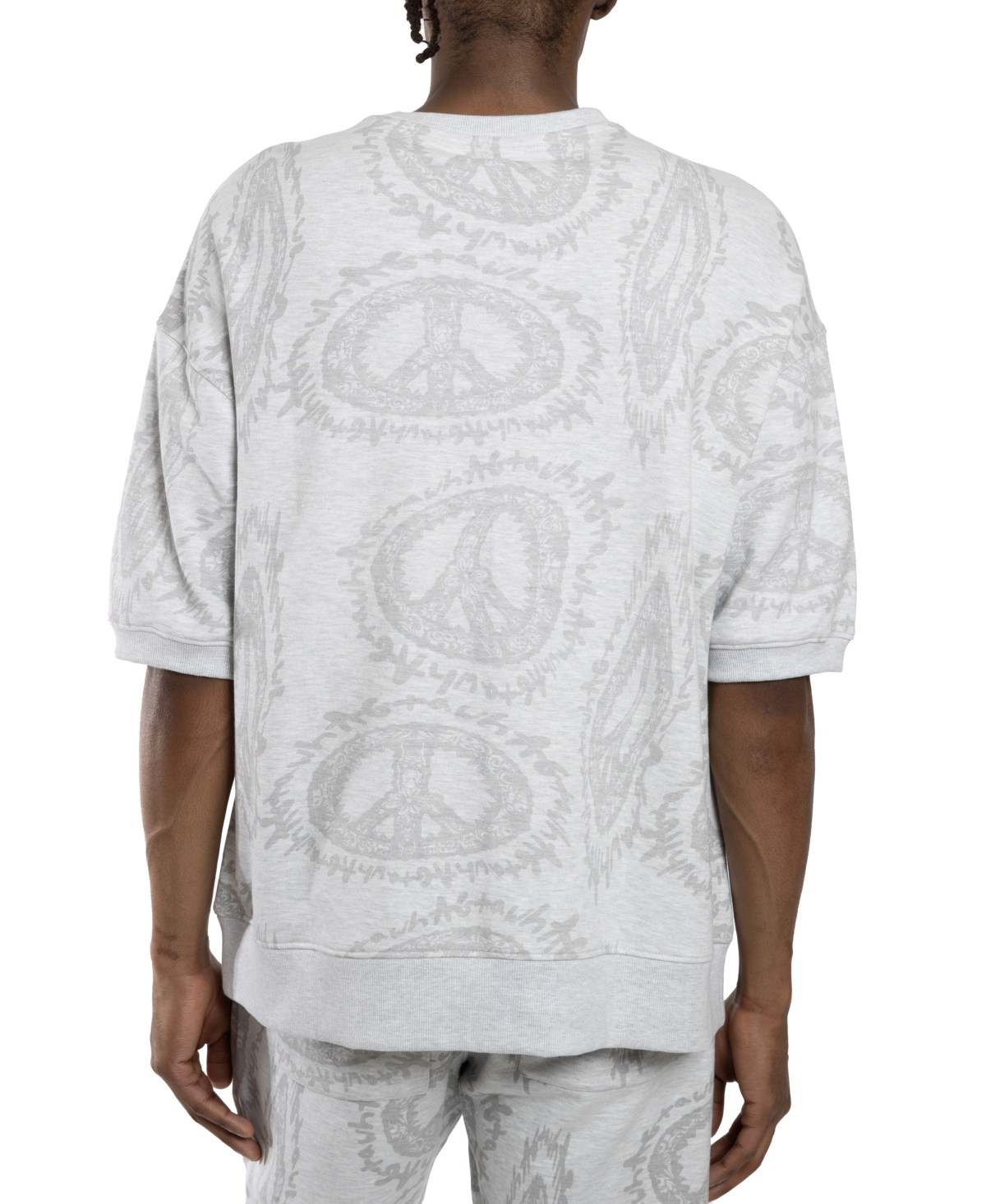 All Good Things Are Welcome Here Men's Peace Sign Graphic T-shirt In Gray