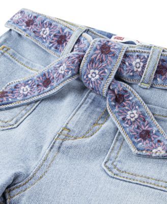 Big Girls Embroidered Belt Flared Jeans