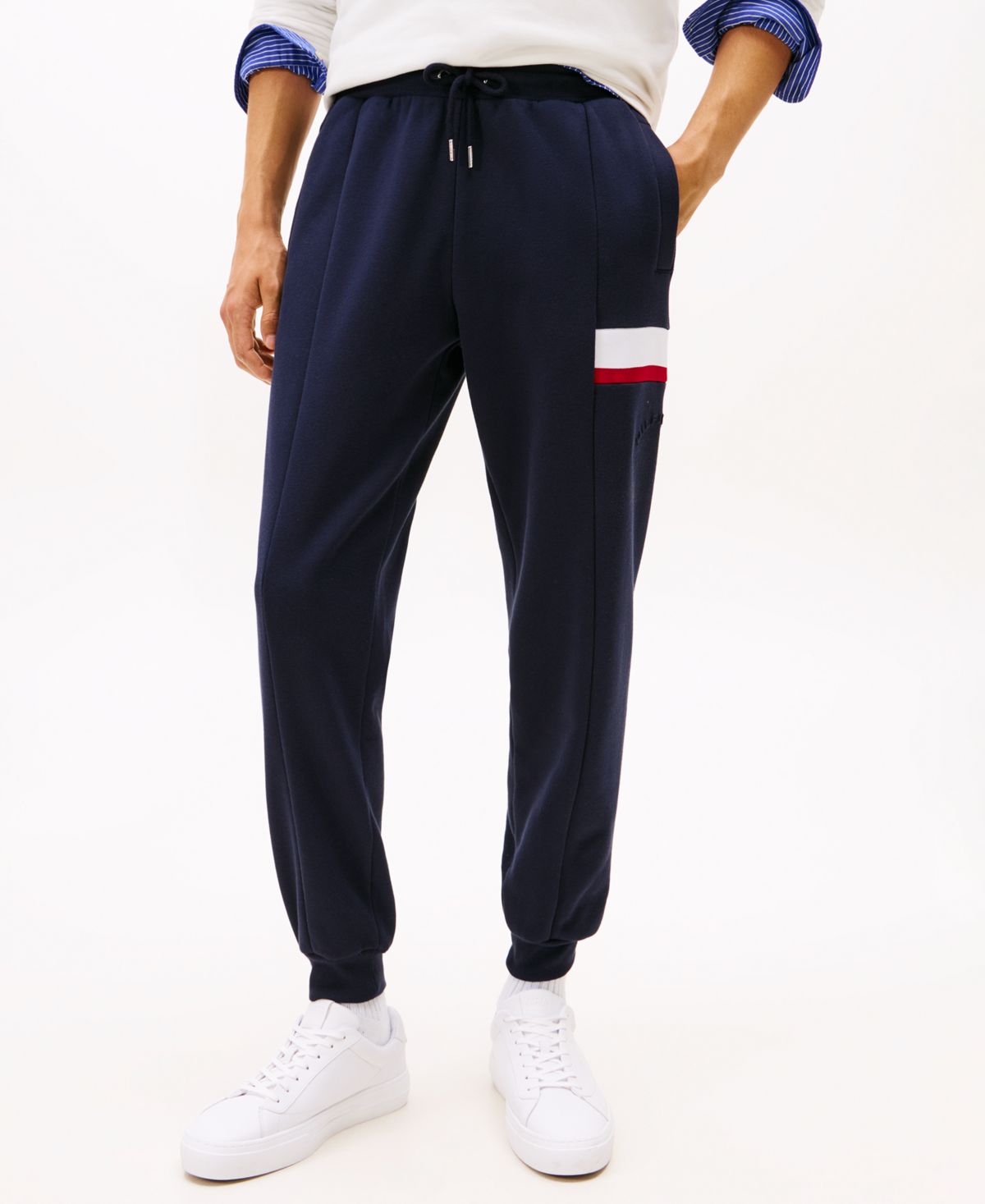 Мужские спортивные брюки с завязками и вставкой в виде флага