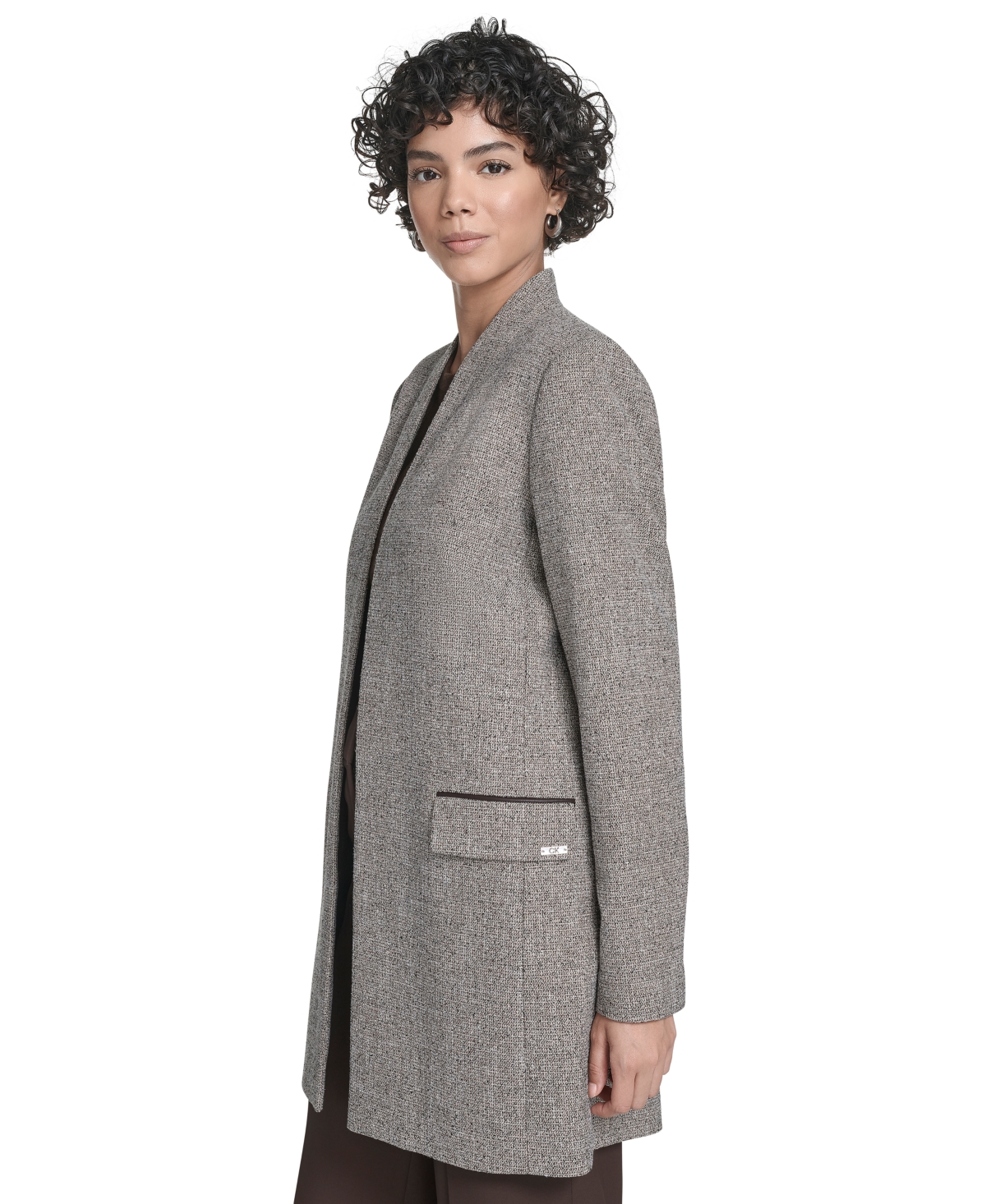 Calvin Klein Women's Long-sleeve Open-front Topper Jacket In Gray