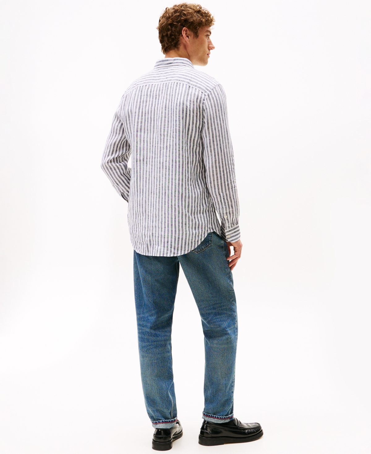 Tommy Hilfiger Regular Fit Striped Linen Shirt In Multi