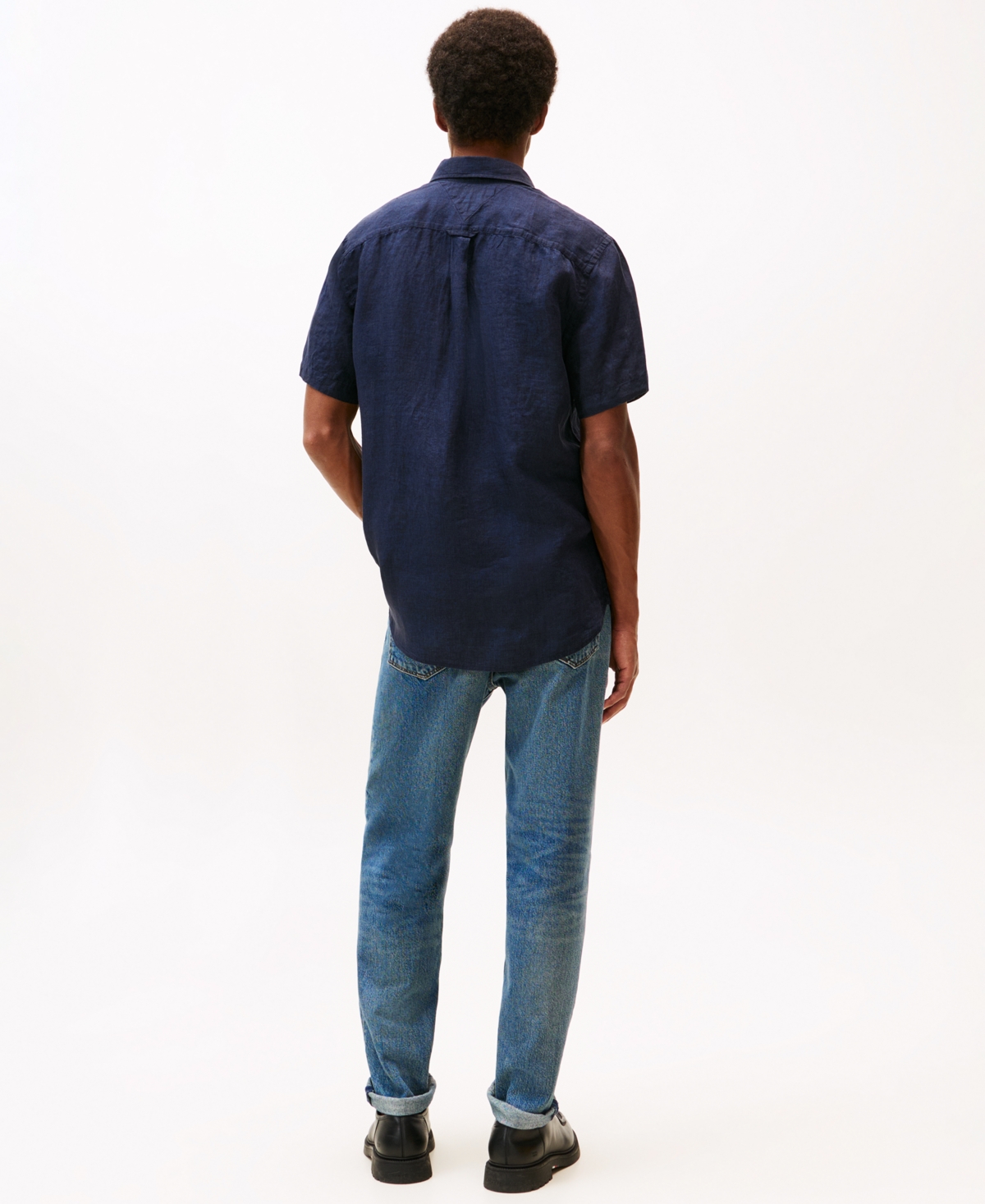 Tommy Hilfiger Men's Regular-fit Linen Short-sleeve Shirt In Blue