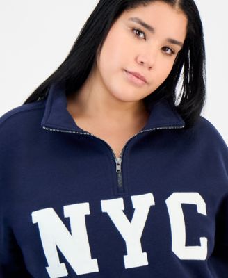 Trendy Plus Size NYC Half-Zip Sweatshirt