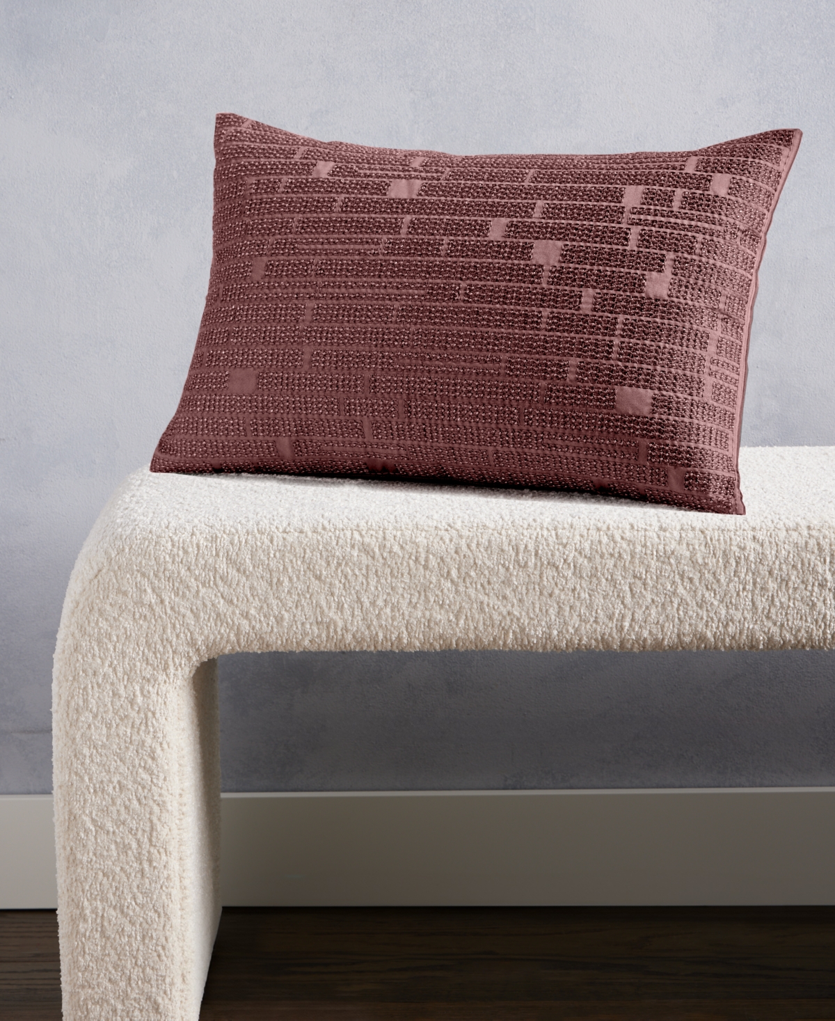 Hotel Collection Beaded Tile Decorative Pillow, 14" X 22", Macy's Exclusive In Burgundy