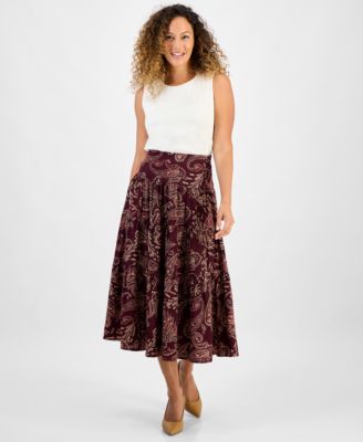 Jones New York - Petite Printed Midi Skirt
