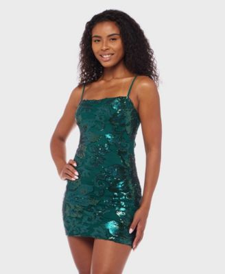 Juniors' Sequined Tie-Back Bodycon Dress
