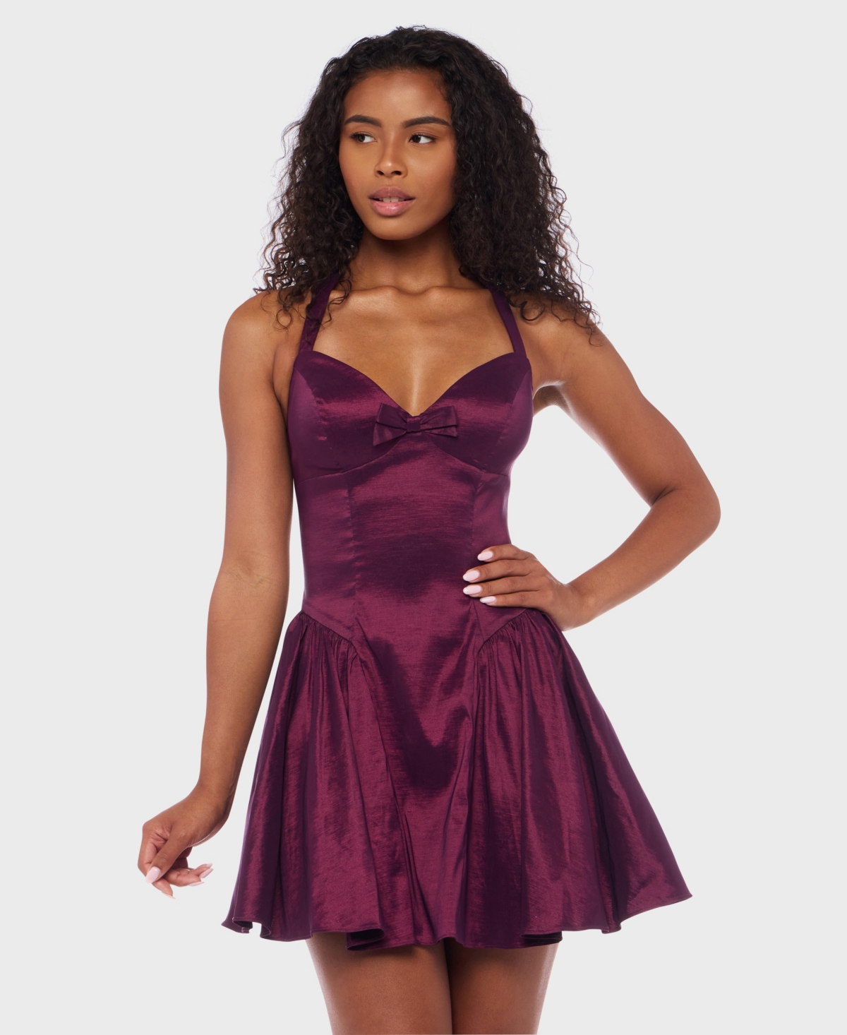 Juniors' Sleeveless Short Fit & Flare Dress - Maroon/Gold