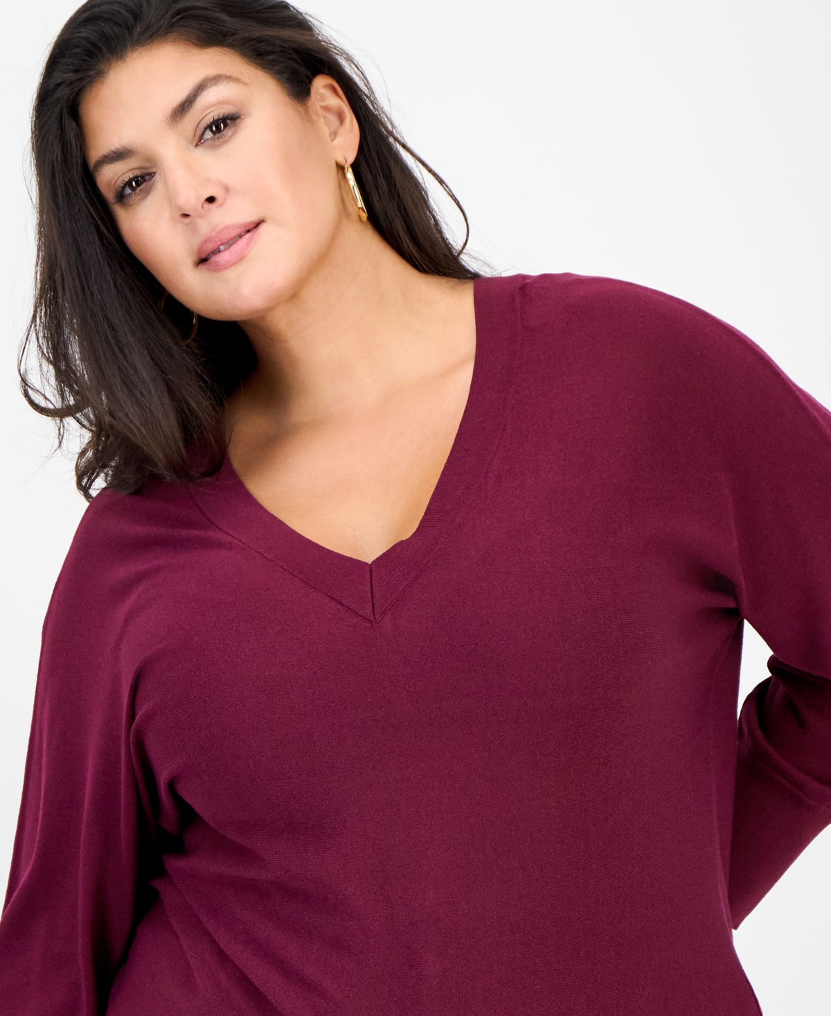 I.n.c. International Concepts Plus V-Neck Dolman-Sleeve Top, Created for Macy's