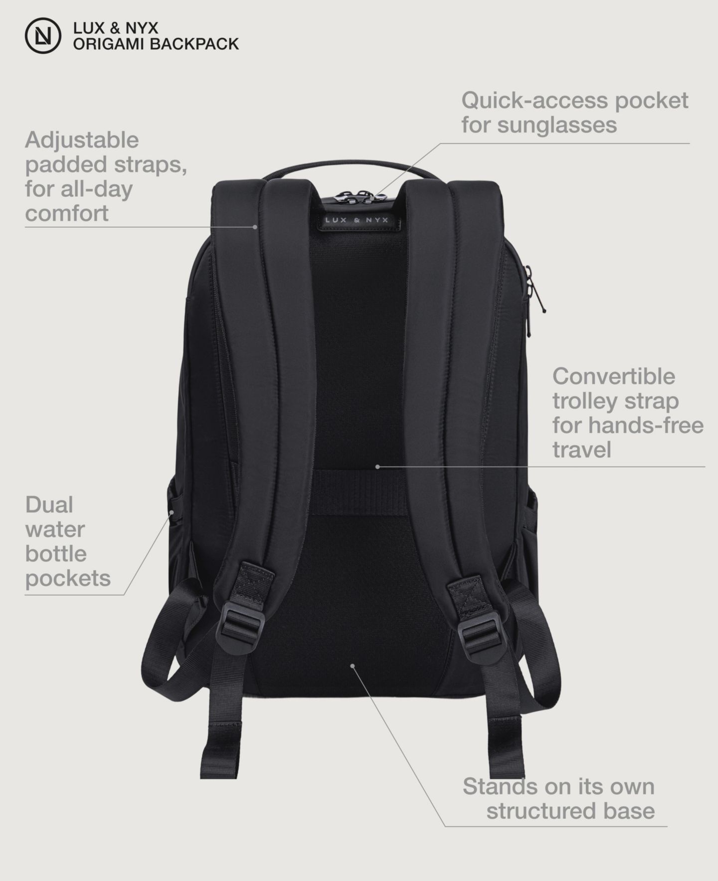 Рюкзак Lux & Nyx Origami 16" Laptop - Laptop Bag, цвет: Чёрный — фото 16