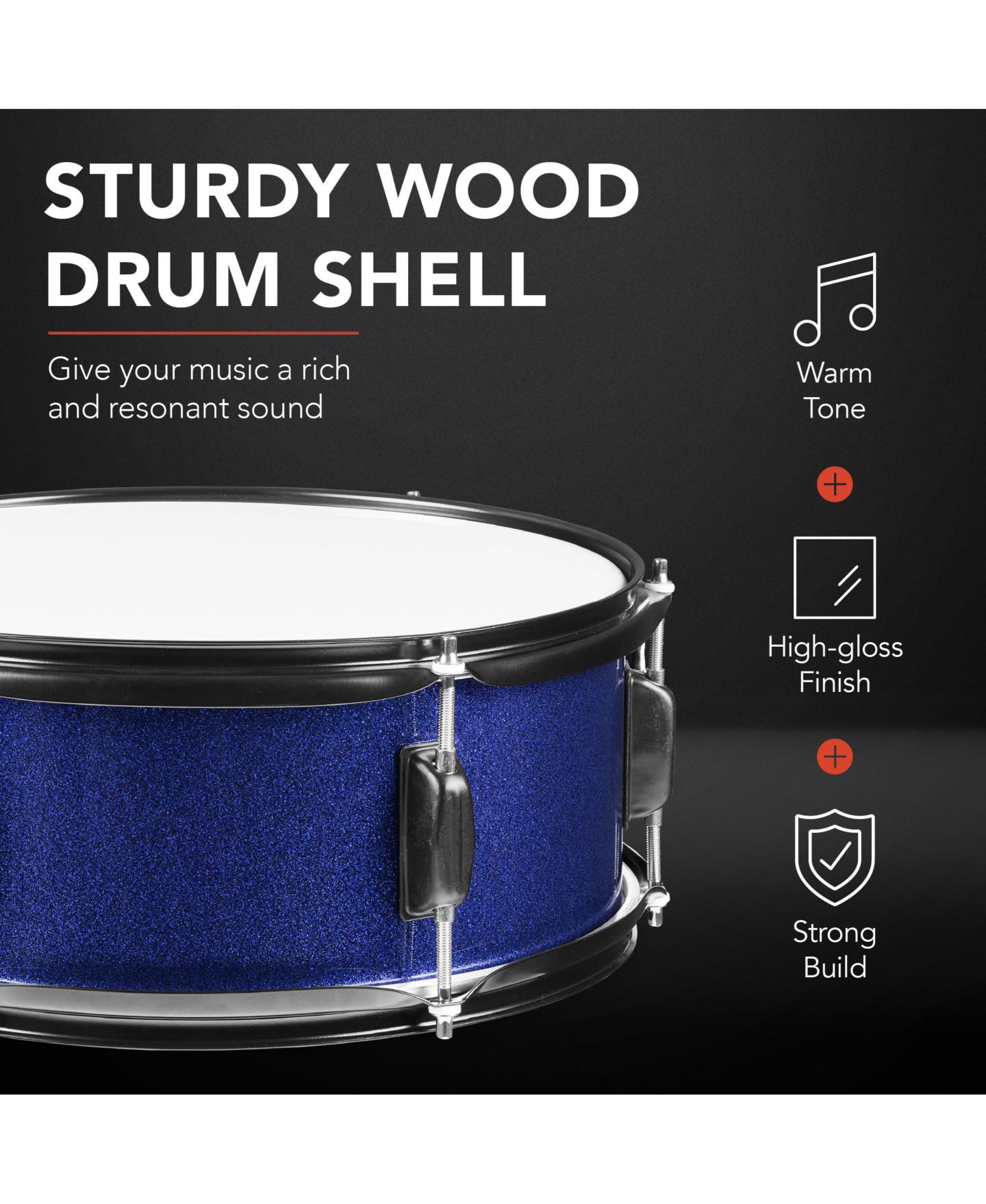 Детские игрушки Best Choice Products Beginner Acoustic 5-Piece Drum Set, Ages 18+, цвет: Тёмный синий — фото 6