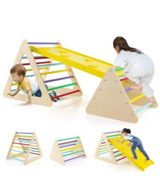 3-Piece Toddler Climbing Triangle Set with 2 Triangles and 1 Ramp To Play