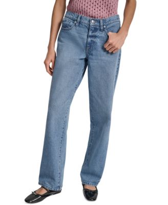 Women's Mid-Rise Relaxed Straight-Leg Cotton Jeans