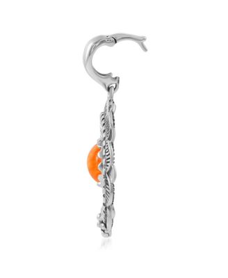 Sterling Silver Orange Spiny Oyster Round Cut Naja Pendant Enhancer
