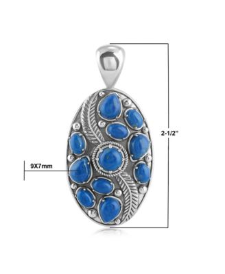 Sterling Silver Denim Lapis Oval Leaf Pendant Enhancer