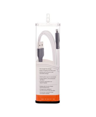 Flat USB A to Apple Lightning High Speed Tangle-Free 3 Foot Cable-White