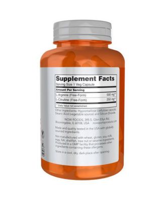 Arginine & Citrulline ,500 mg /250 mg ,120caps
