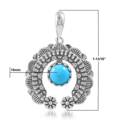 Sterling Silver Sleeping Beauty Turquoise Round Cut Naja Pendant Enhancer