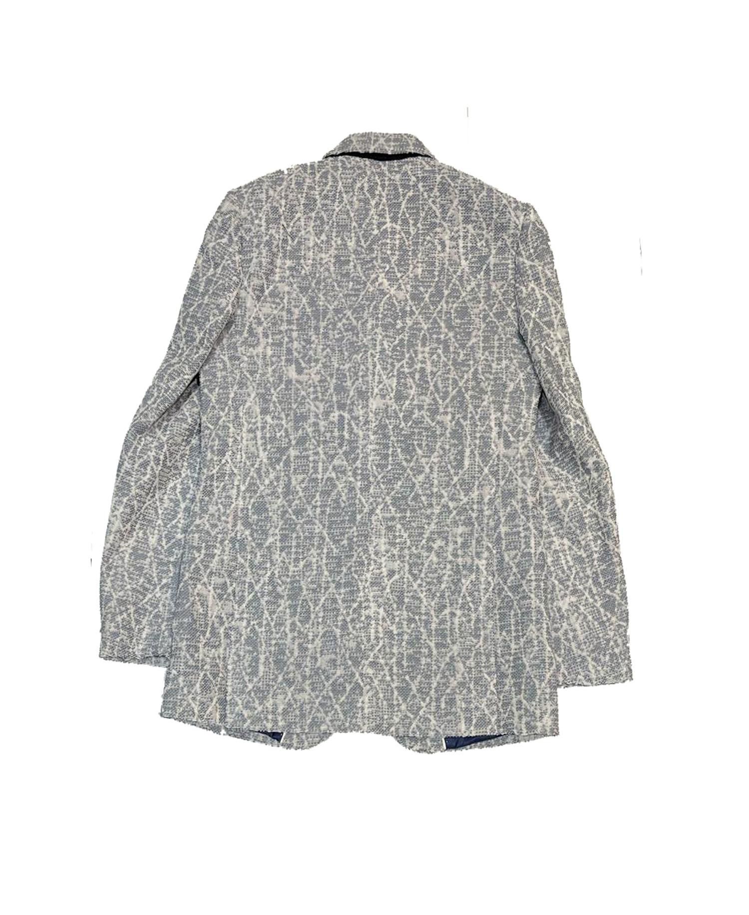 Boys Blue Slim Fit Geometric Pattern Blazer