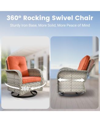 Outdoor Patio Furniture Set,8 Pieces Rattan Outdoor Sectional Cozy Sofa,Patio Conversation Sets with Swivel Chairs and Solar Coffee Table