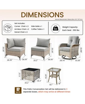 Outdoor Patio Furniture Set,8 Pieces Rattan Outdoor Sectional Cozy Sofa,Patio Conversation Sets with Swivel Chairs and Solar Coffee Table
